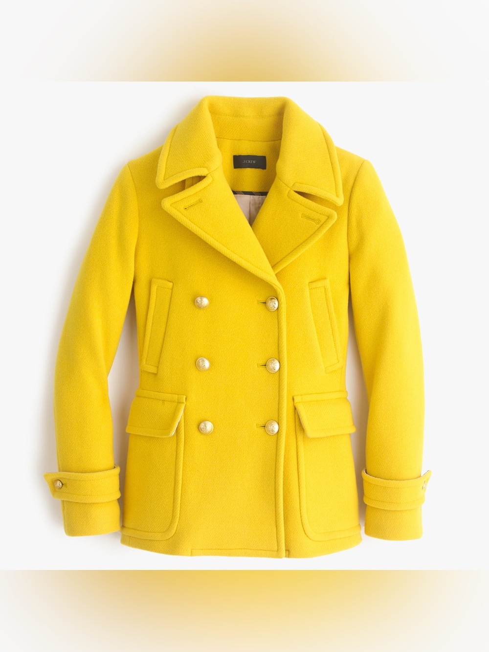 RARE! NWT J. Crew Classic Majesty Stadium Cloth Peacoat, Size 2, Golden Sun